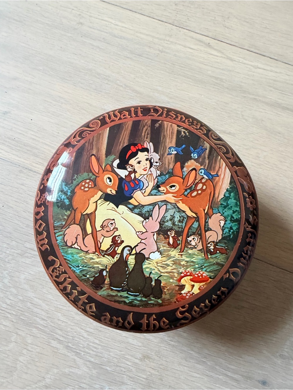 Snow White Disney Gold Round Candy Jar Tin